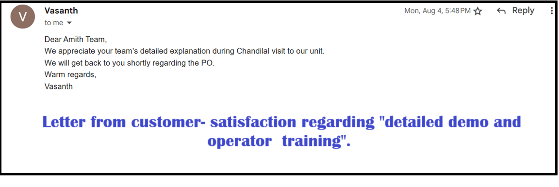 Letter of appreciation from Choudhary Garments