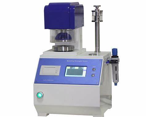 Bursting strength tester measuring fabric strength using rubber diaphragm and hydraulic pressure