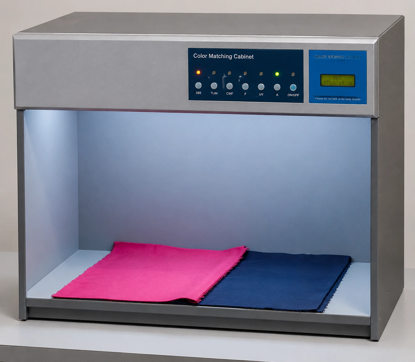 Color Matching Cabinet used for fabric color testing in textile laboratory